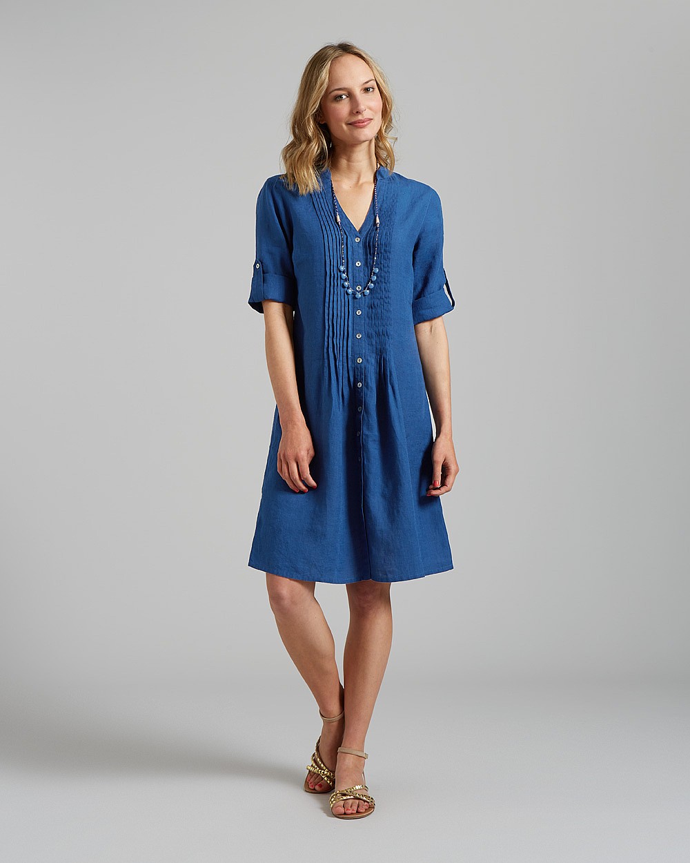 Linen pintuck dress, £95, East